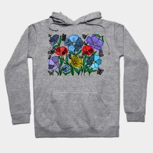 BOTANICAL FLORALS AND UNIQUE BUTTERFLIES DOODLES  _ DIGITAL BLACK LINE & WATERCOLORS Hoodie